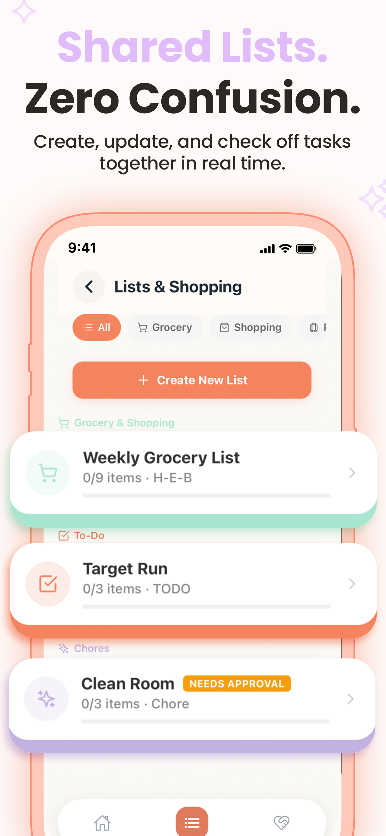 Shared lists. Zero confusion.